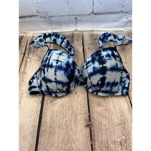 BONGO Women’s Tie Dye Push Up Ruffle Strap Bikini Top / Size: Large